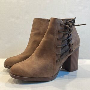 Dream Pairs Lace‎ Up Womens Boots Ankle Faux Leather Chicago-01 Sz 8 Brown